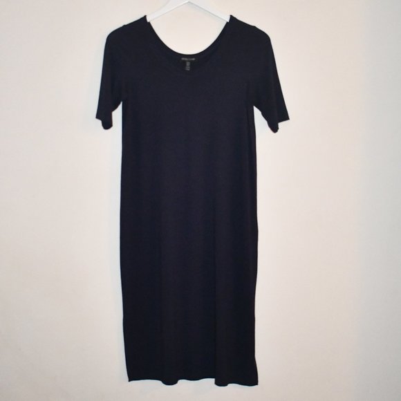 Eileen Fisher Dresses & Skirts - Eileen Fisher Navy Jersey Short Sleeve Tee Dress